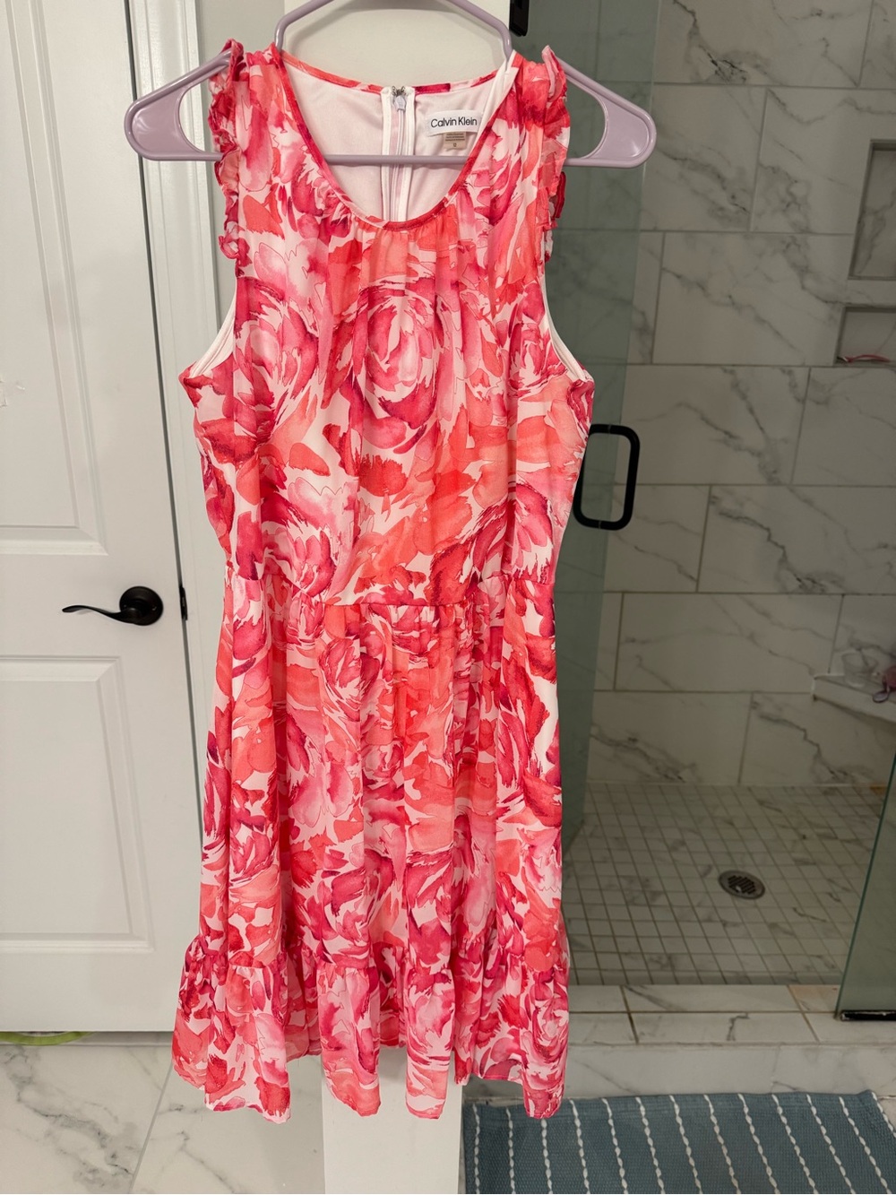 Calvin Klein Coral & Pink Floral Sleeveless Dress